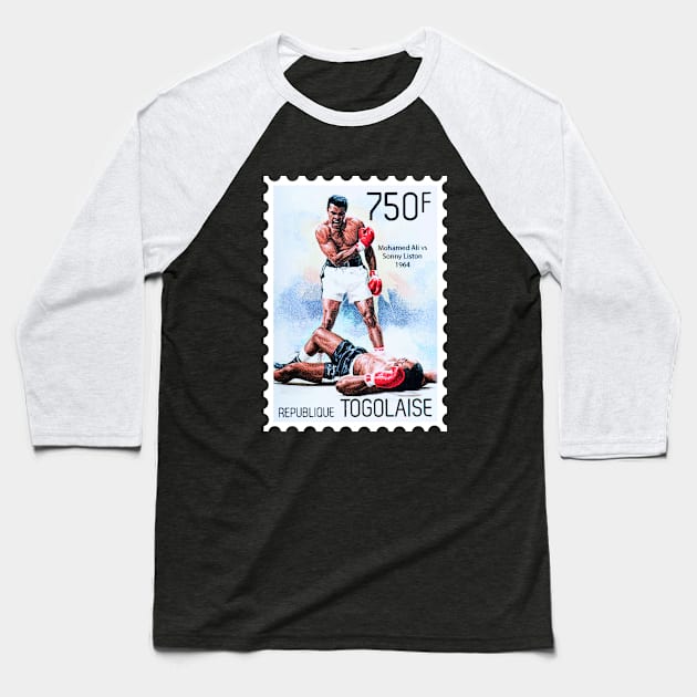 Muhammad Ali Postage Stamp Baseball T-Shirt by VintCam